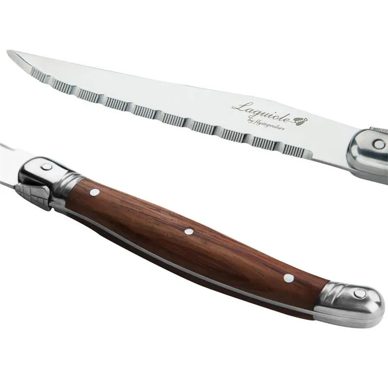 Description Picture 2 of item8.5'' Laguiole Steak Knives Table Forks Wood Dinner Knife and Spoon set Stainless Steel Wooden Dinnerware Restaurant Tableware