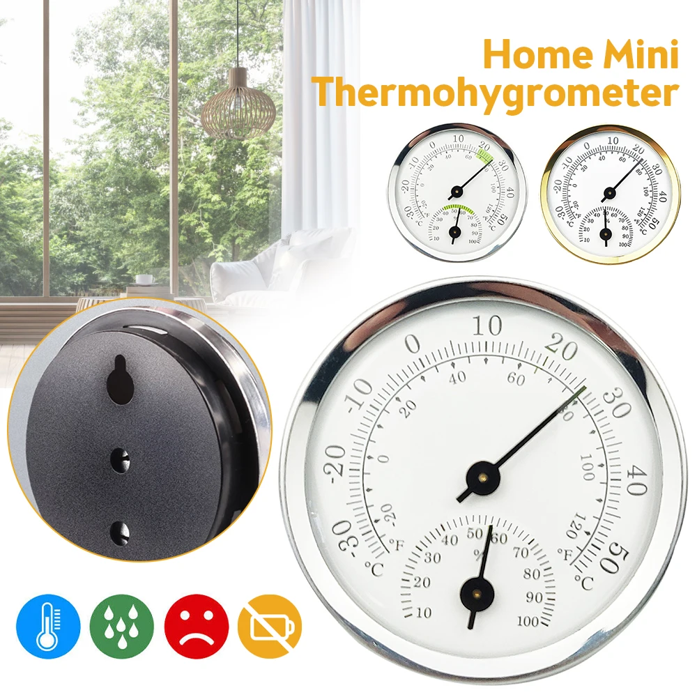 

Pointer Type Thermometer Hygrometer Mini Humidity Meter Gauge for Household Portable Hygrometer Wall Mounted Weather Station