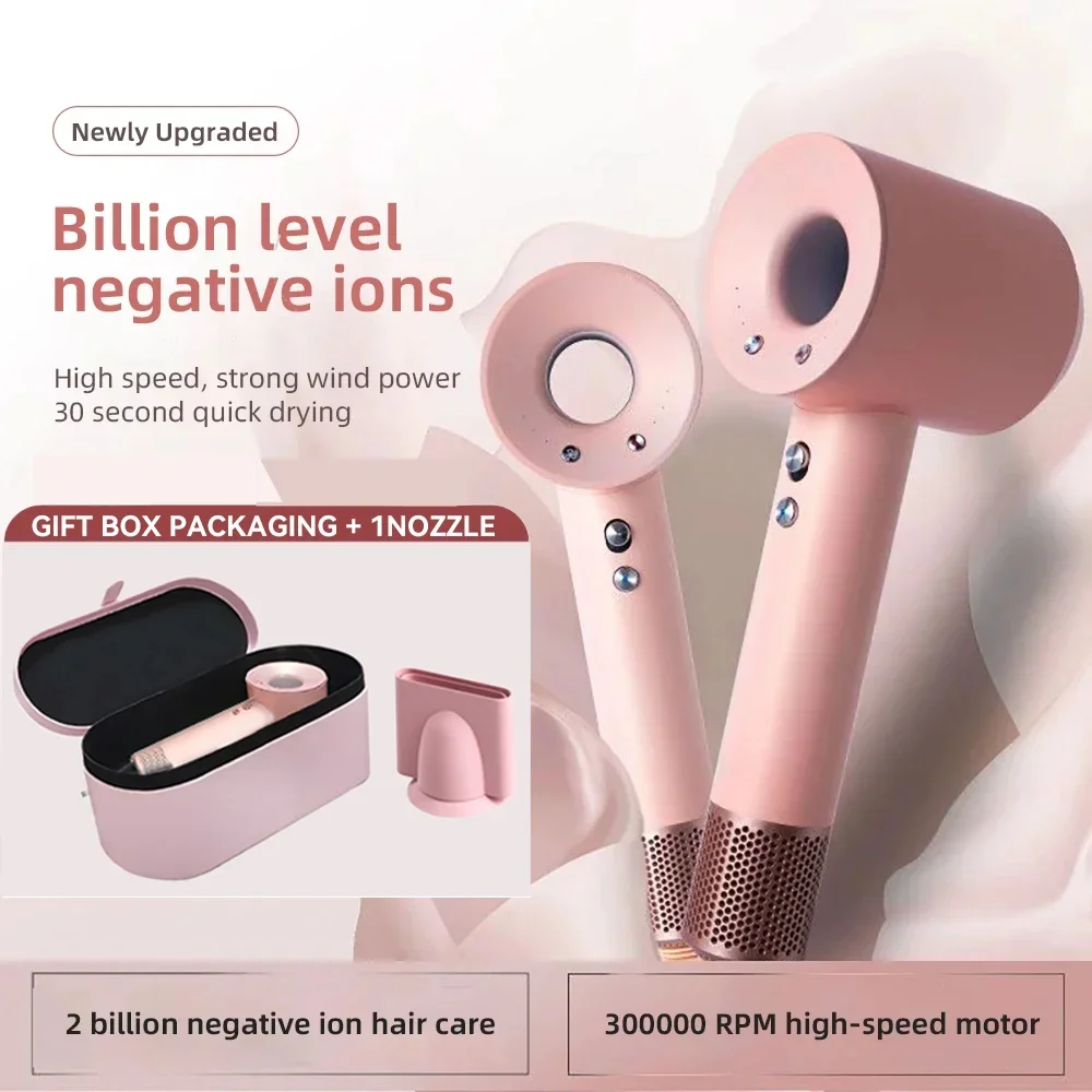 Gift Box Professional Leafless Hair Dryer Strong Power Blow Hair Dryer Quick Dry Travel Home Hair Styler Negative Ionic