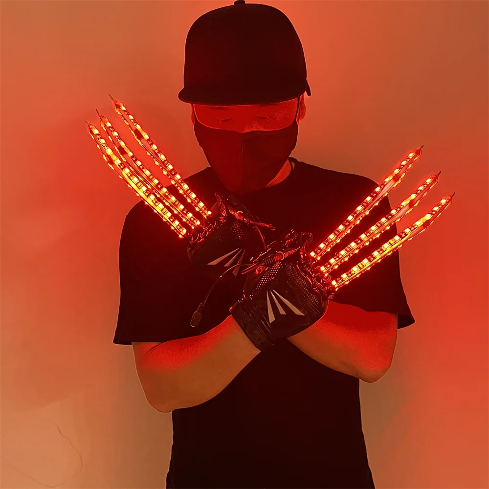 시원한 RGB 원격 LED 울버린 발 장갑, 레이저맨 쇼 안경 재킷, 성능 소품 조명 클로 장갑, 나이트 클럽 바