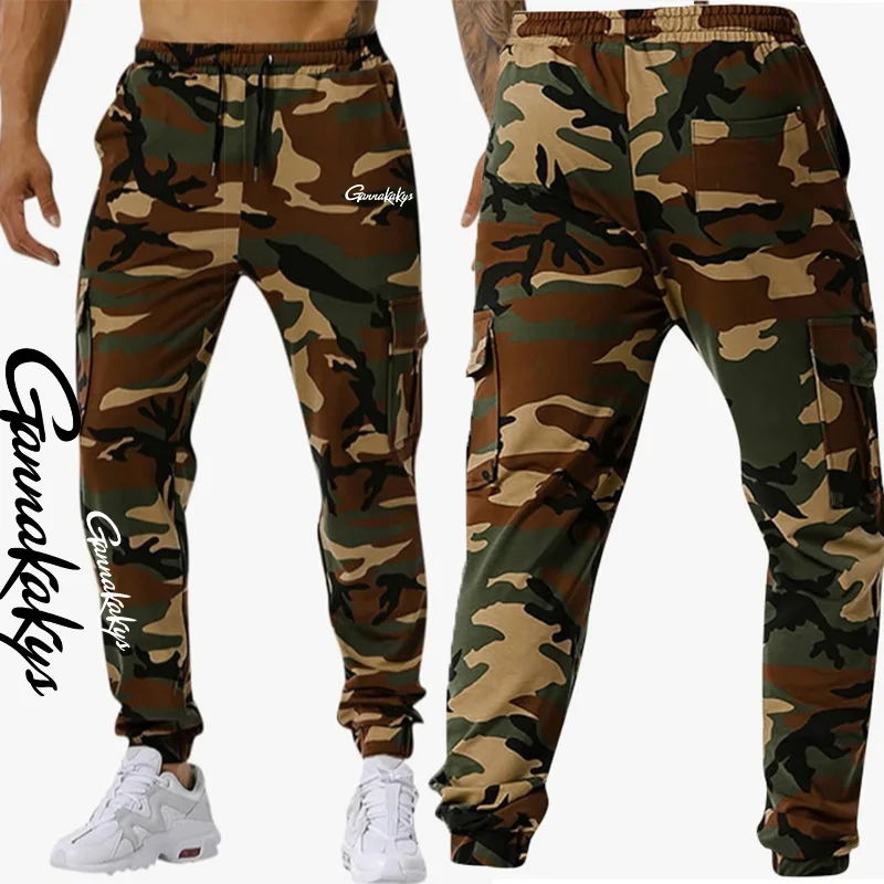 Four Seasons New Fishing Pants Men's Outdoor Sports Camo Jogging Pants Breathable Running Bicycle