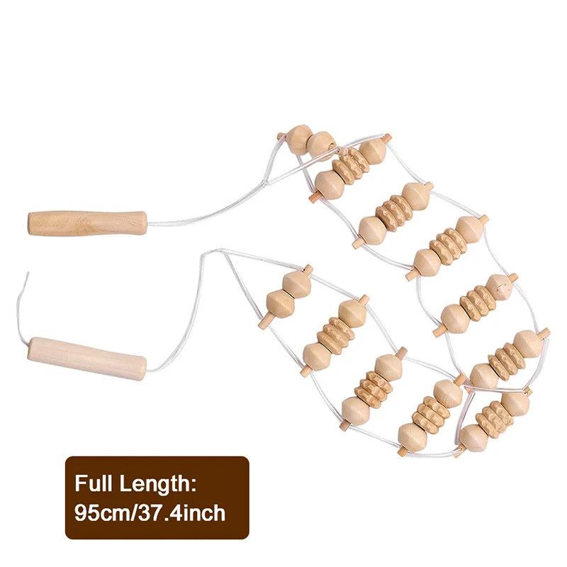 1pcs  Wooden Therapy Massage Tool Back Massager Roller Rope for Body Shaping Pain Relief Wooden Treatment