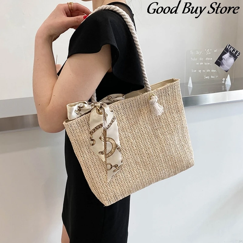 best wristlet wallet Summer Beach Bag Women 2022 Bohemia Straw Bags Female Fashion Elegant Raffia Shoulder Purse Vacation Handbags Elegant Totes evening bags