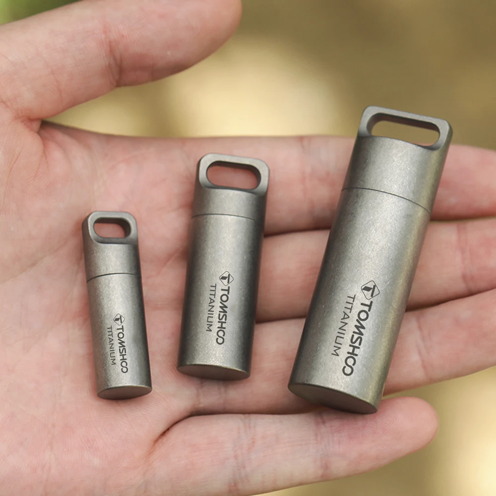 Titanium Pill Case Portable Sealed Medicine Bottle Home Outdoor Pill Box Waterproof Titanium Pill container Camping Hiking