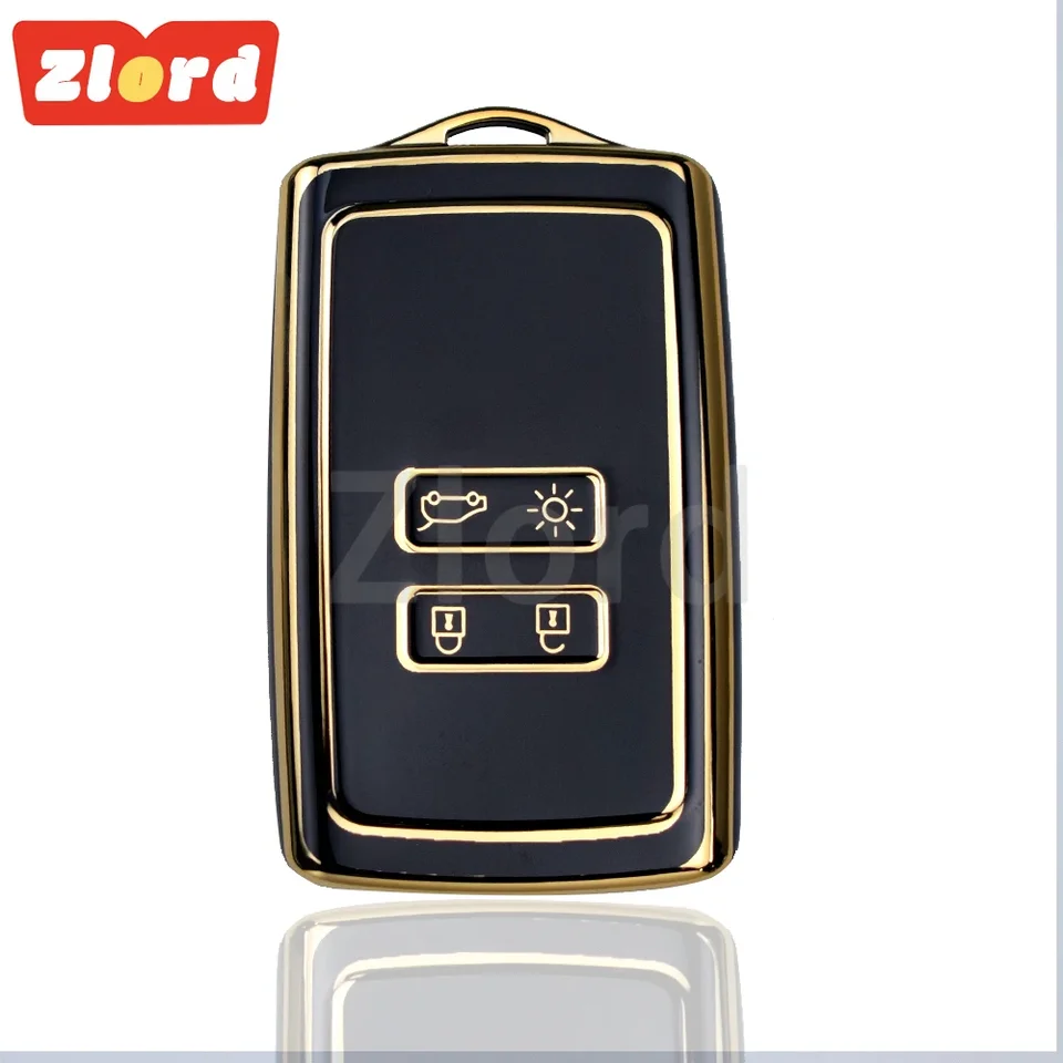 Ontto Car Key Case Suitable For Renault Arkana Megane Espace Scenic Laguna Koleos Clio Master Bus Zoe Car Remote Control Key Fob Leather Protective Cover Key Box A Black - View #2