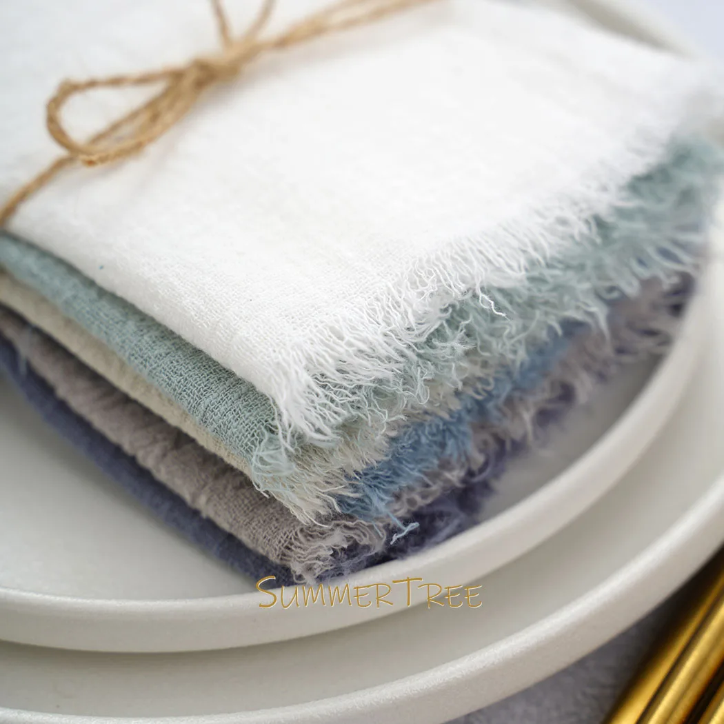 20pcs 32x32cm Cloth Napkins Cotton Gauze Napkin Handkerchief Bohemian Bridal Vintage Wedding Western Party Table Decoration 4