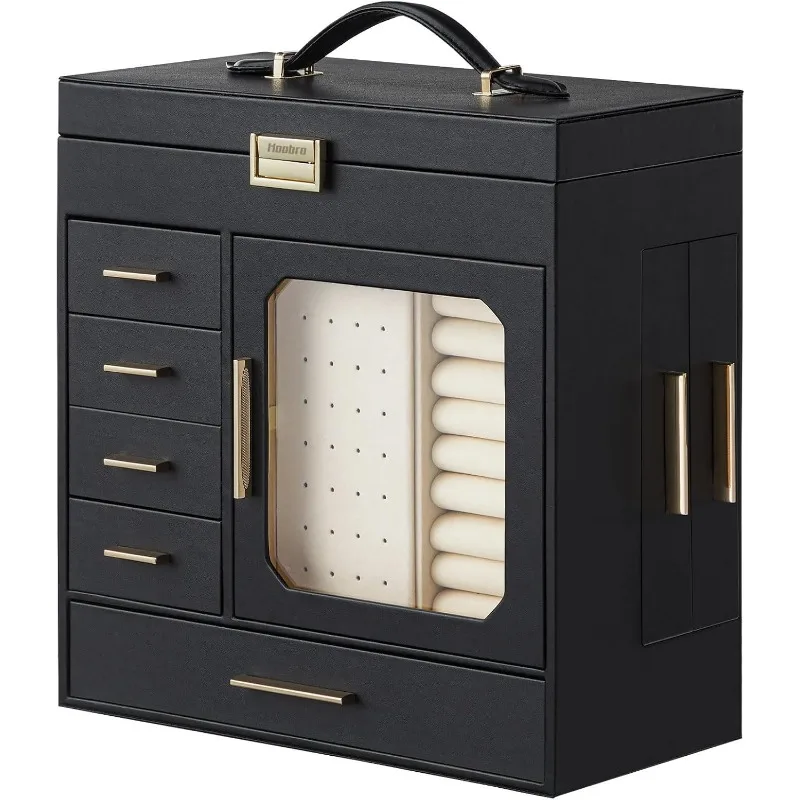 Jewelry Box with Mirror – Large-Capacity Jewelry Organizer Case with Multiple Compartme... - SKU JBM08158 - UGI Packaging