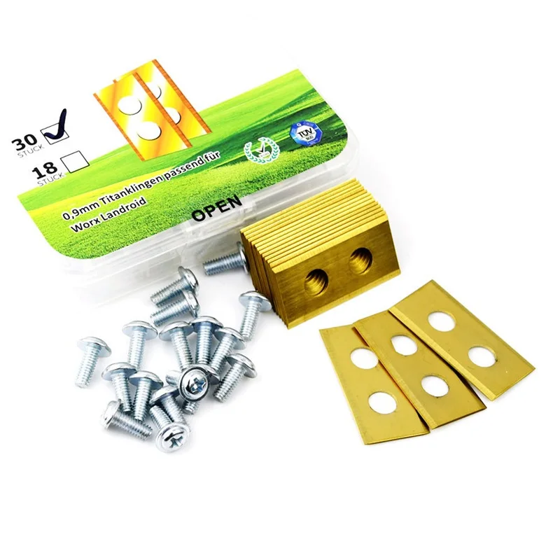 Un Set Lawn Robot Blade Golden Titanium Plating Lawn Mover Con 2 Fori Taglierina Per Tosaerba Durevole Antiruggine Per Worx Landroid