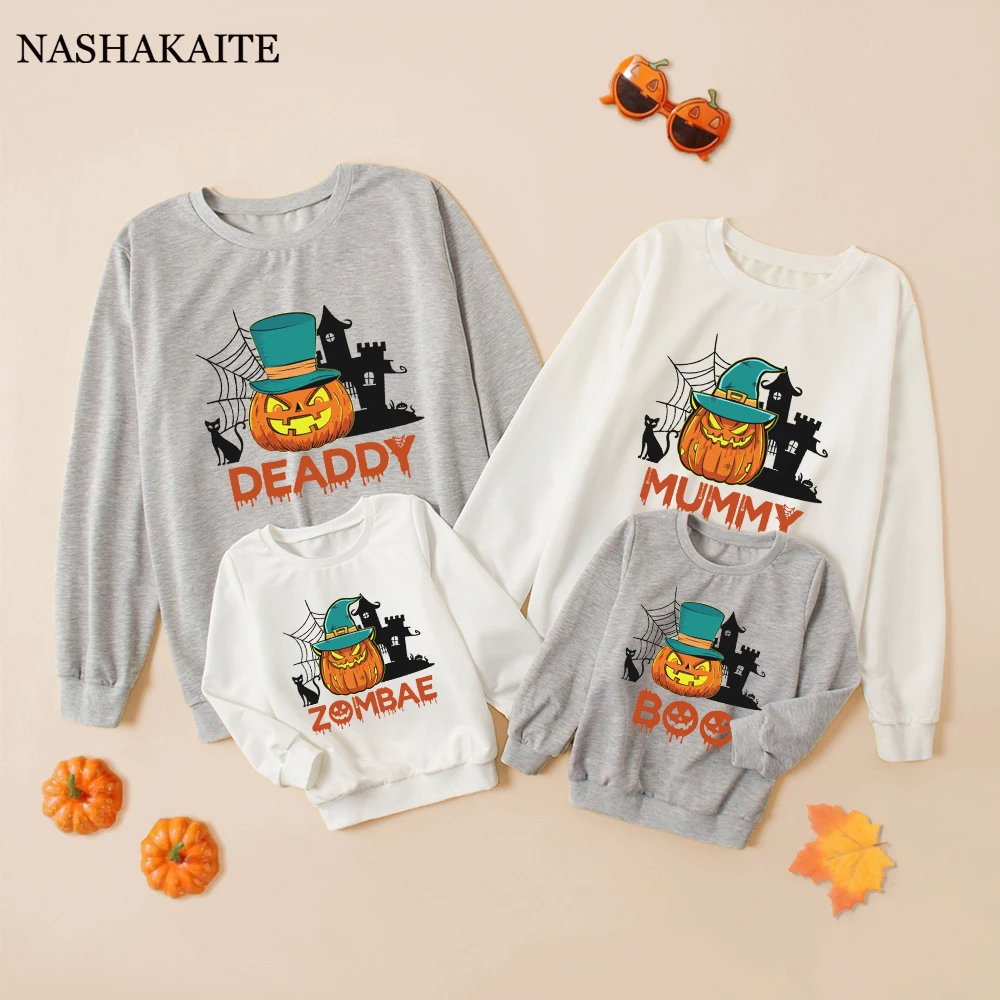 

Одинаковая одежда для семьи на Хэллоуин; Толстовка с принтом «Тыква»; Одежда для семьи; Одежда для мамы и дочки; Семейный образ