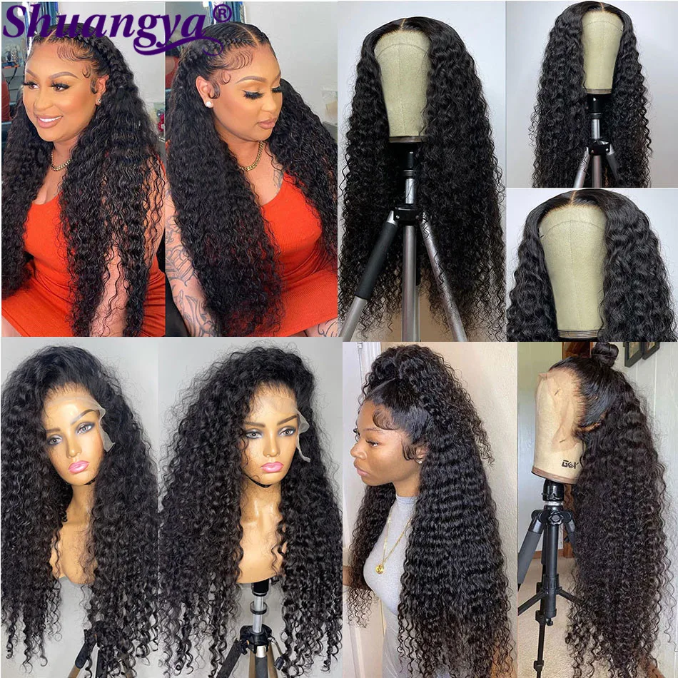 28 30 Inch Deep Wave Lace Front Wig 100% Remy Human Hair Lace Wigs Transparent Deep Curly Human Hair Wig HD 5X5 Lace Clsoure Wig