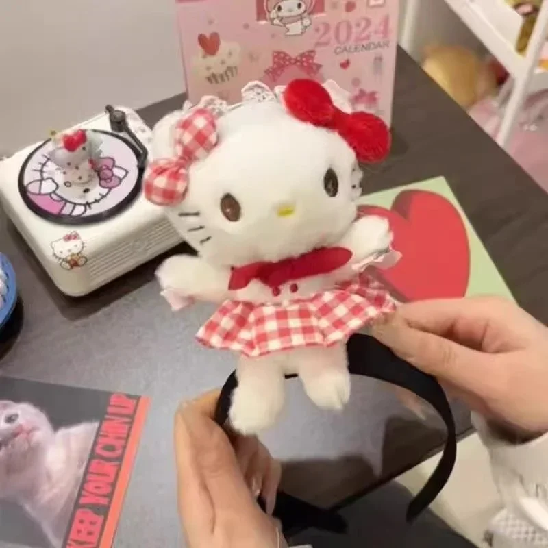

Sanrio Hello Kitty Cooking Elvis Plush Doll Headband Face Wash Makeup Wide Brim Headband Hairpin Headband Creative Girl Toy Gift