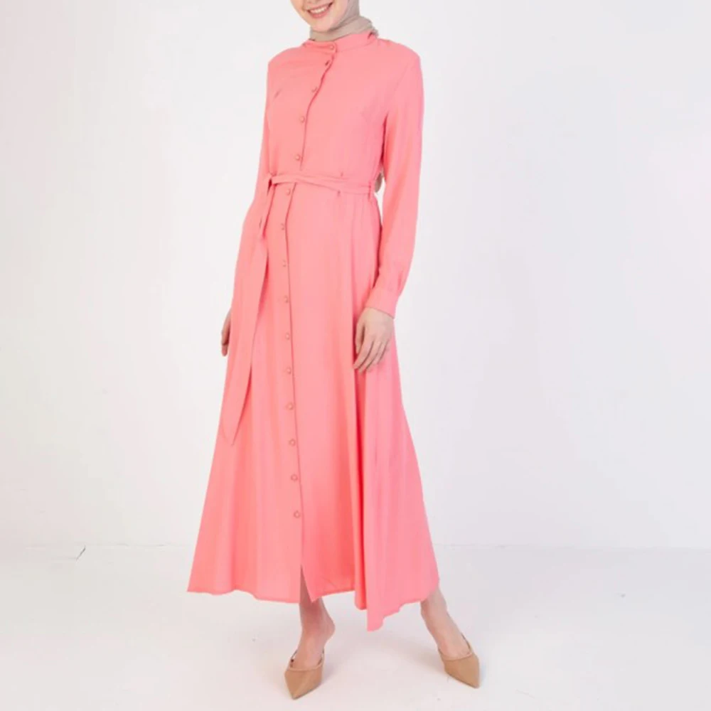 

Платья в африканском стиле для женщин с воротником-стойкой однобортное длинное платье свободного кроя мусульманское модное элегантное платье с длинным рукавом Abayas Robe 2022