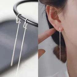 Fashion Box Chain Tassel Drop Earrings for Women Long Dangle Earring Piercing Line Accessories Thin Mini Trendy Ear Jewelry