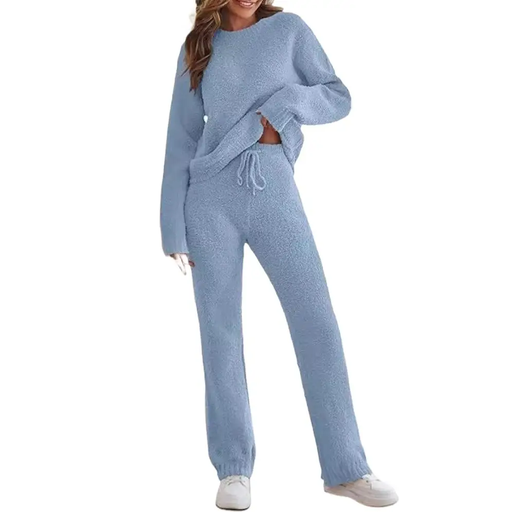 Soft Fluffy Fleece Sweatshirt Sets for Women