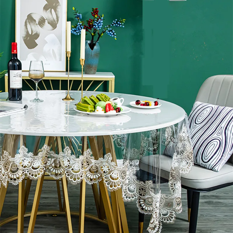 Tovaglia Rotonda Trasparente 110 Cm TPU - Impermeabile, Con Elastico, Per Esterni E Giardino