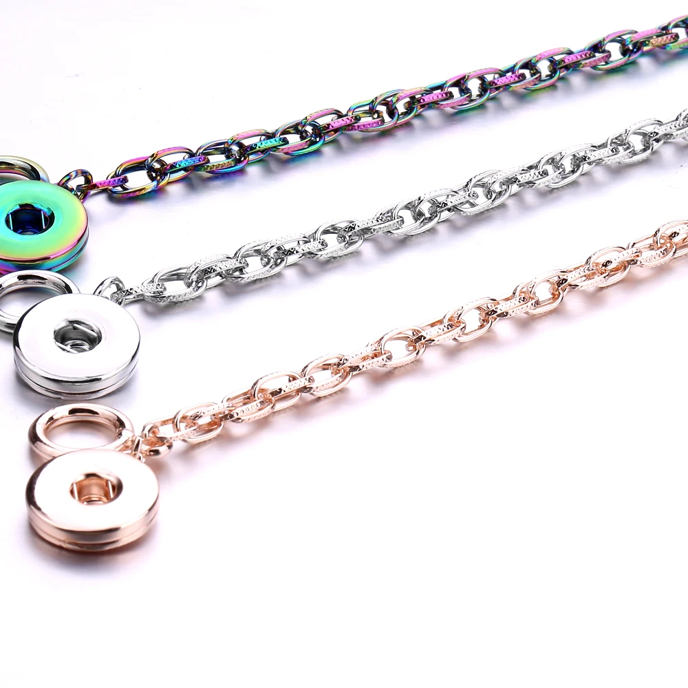 10Pcs/Lot Metal 18mm Snap Button Chain Bracelet Bangles Link for DIY Jewelry