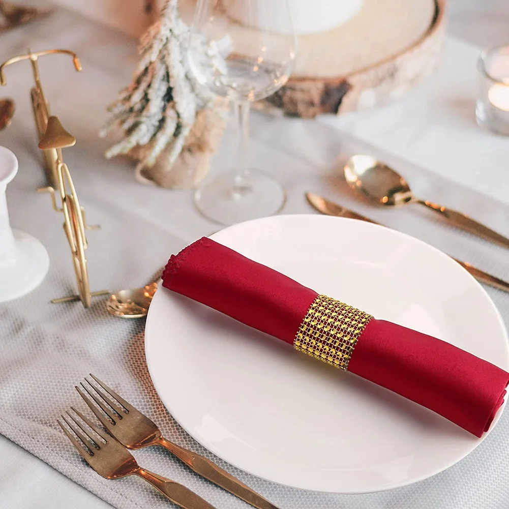 

Napkin Rings Set of 100, Disposable Rhinestone Napkin Bands Self Adhesive for Christmas Decorations for Tables Gold