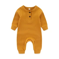 Kiddiezoom Fashion Autumn Winter Unisex Solid Long Sleeve Baby Boy Girl Rompers Cotton Soft Infants Clothing 5