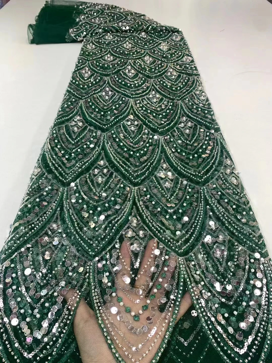 New Heavyduty Water Ripple Sequin Bead Tube Mesh Lace Embroidery, High