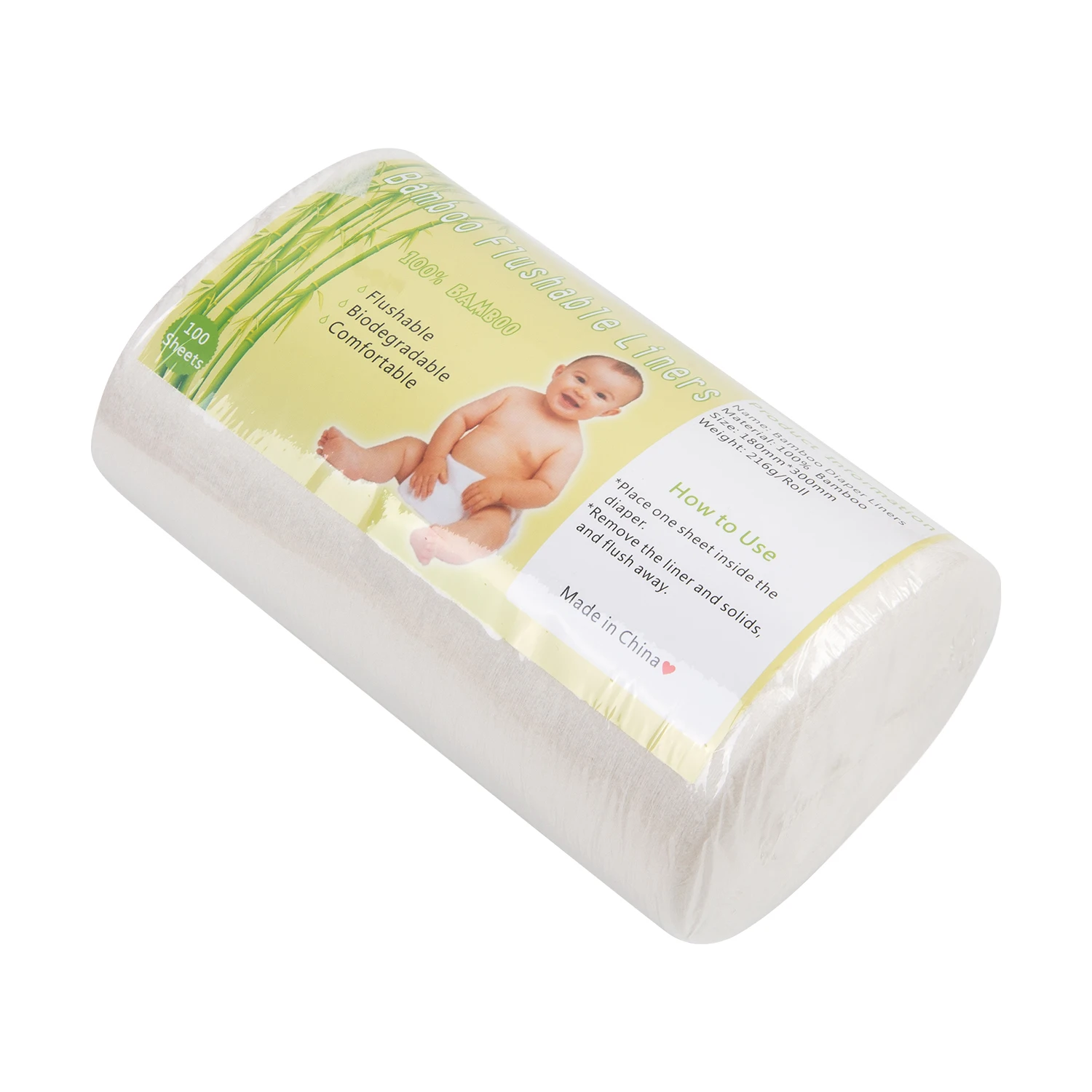 50 Rolls ALVABABY Bamboo Flushable Nappy Liner Biodegradable Cloth Diaper Liners Bamboo Roll