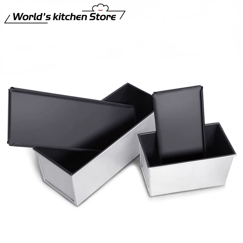 250g/450g/600g/750g/900g/1000g Aluminum alloy black non-stick coating Toast boxes Bread Loaf Pan cake mold baking tool with lid cake mold baking pan baking pan tray bread mold bread baking pan