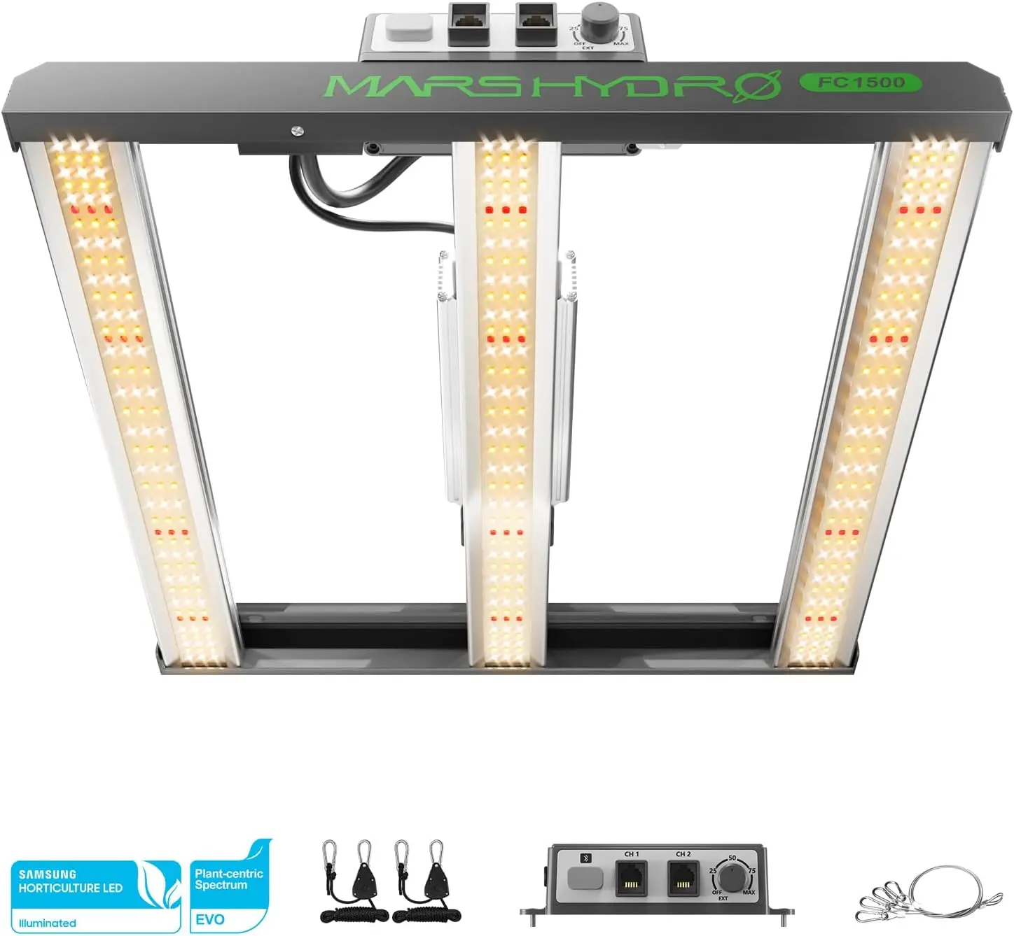 150W, Samsung LM301H EVO LED Grow Light 2x2 ft Coverage Full Spectrum Daisy Chain Dimmable Bar Style