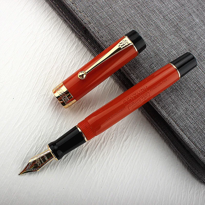 JINHAO 100 Fountain Pen with Ink Converter (Red with Jinhao Logo