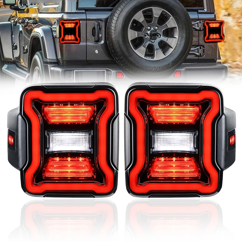 

USA Version 2X LED Tail Light w/Brake Reverse Turn Signal Lights Used for Jeep Wrangler JL 2018 2019