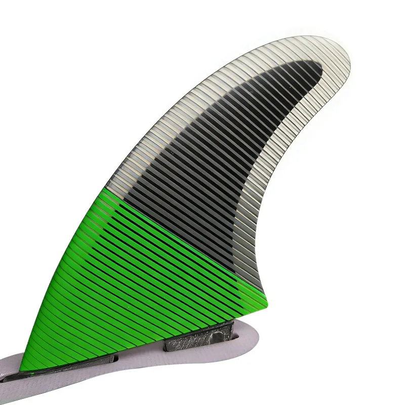Pinne da Surf: Set Tri-Fin per Tavola da Surf MF F2 G5 G7 Giallo, Verde e Blu Realizzato in Fibra di Vetro a Nido d'Ape e Resina Epossidica - immagine 6