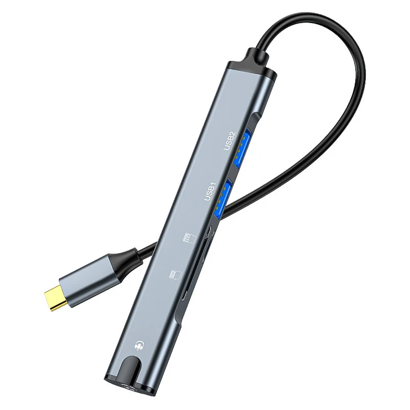 USB C HUB Kabel Splitter Typ C HUB USB Ladegerät Verlängern Adapter 3,5mm Audio Soundkarte Konverter für TF Micro SD Kartenleser – Detail 2