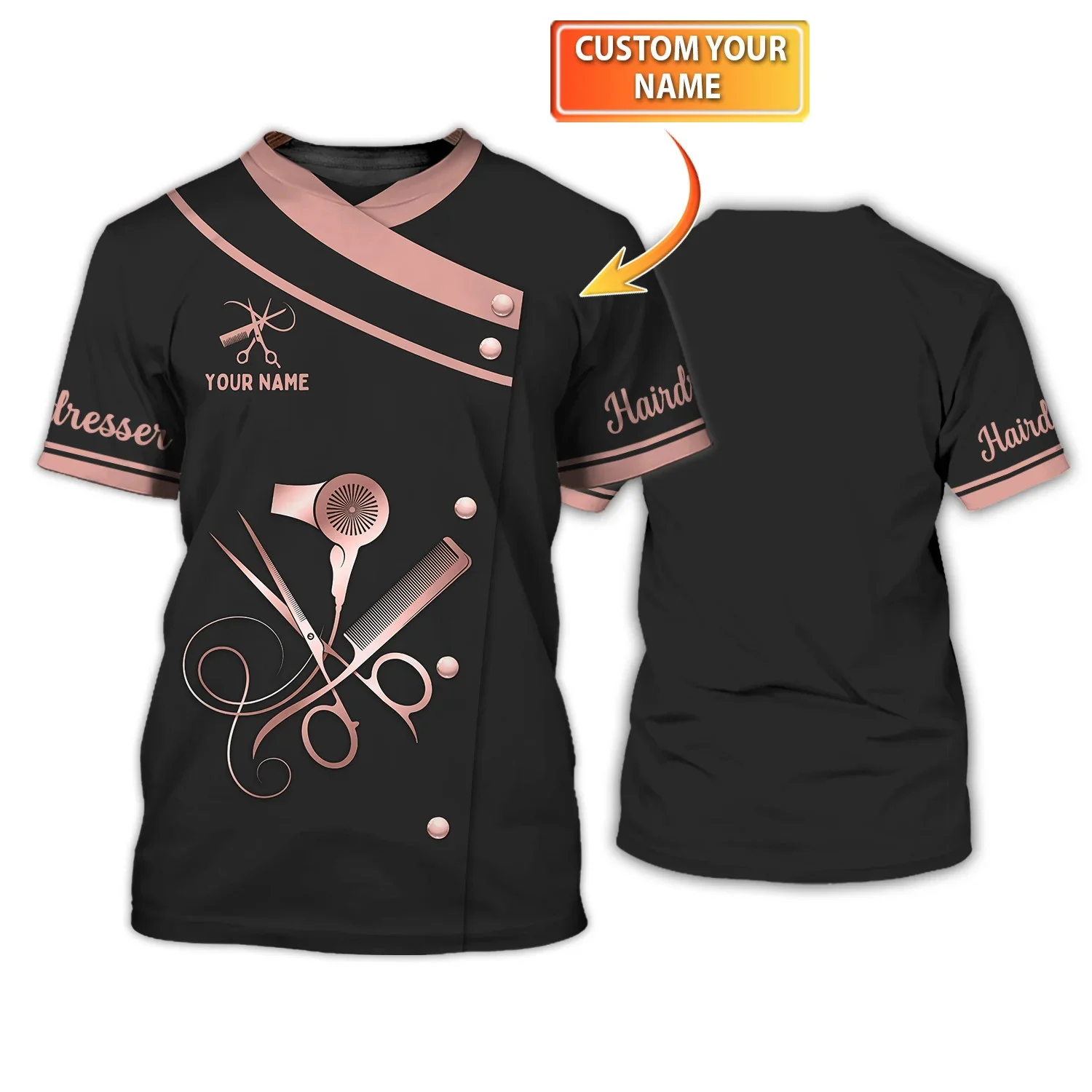 Sommer Herren T-Shirt Friseur personalisierte 3D gedruckt Unisex T-Shirt Hair Cut Shop Uniform Friseur Muster T-Shirt DW182 – Detail 25