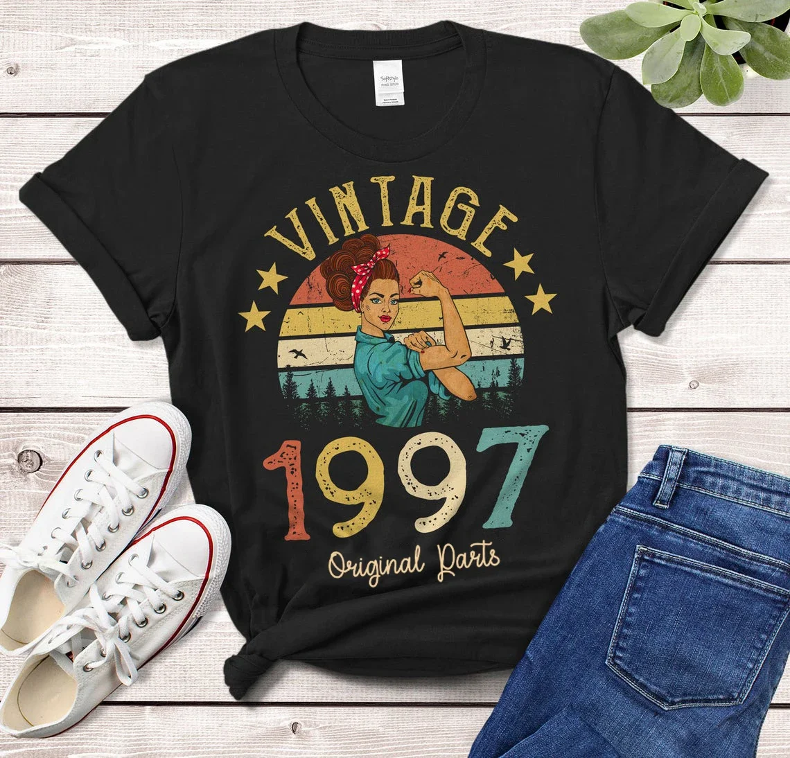 

Vintage 1997 Original Parts T-Shirt 27 Years Old 27th Birthday Gift Idea Women Girls Mom Wife Daughter Funny Retro Tee Shirt