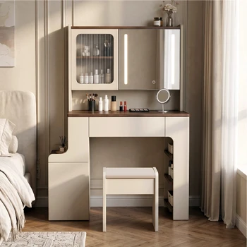 Tavoli da toeletta da terra, Banco da lavoro di design italiano, Scrivania da toeletta per hotel, Seduta componibile, Schminktisch, Mobili per camera da letto