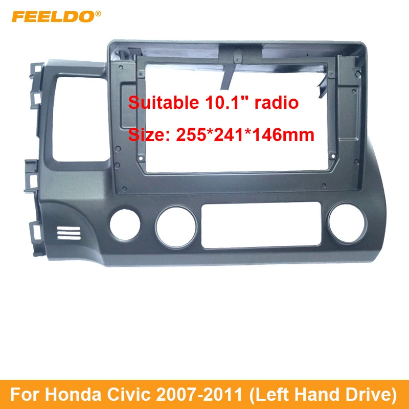 

FEELDO Car Audio Facia Panel Frame Fitting Adaptor 10.1 Inch For Honda Civic(LHD) Radio 2Din CD/DVD Dash Trim Kits #FD6269