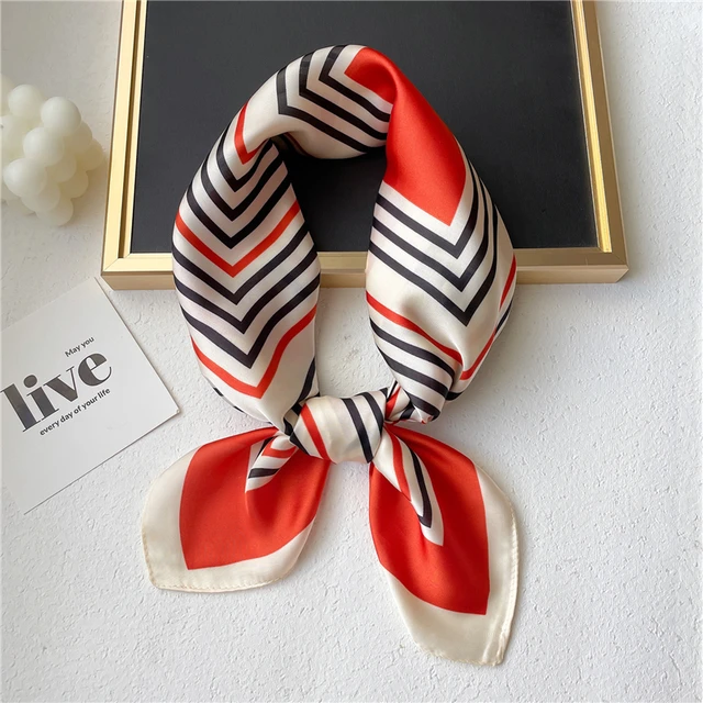 Plaid Silk Square Scarf Women Satin Shawl Wrap Hijab Female Hair Band  Wrist Luxury Headkerchief 70*70cm Echarpe 2022 Bandana FJ471-2