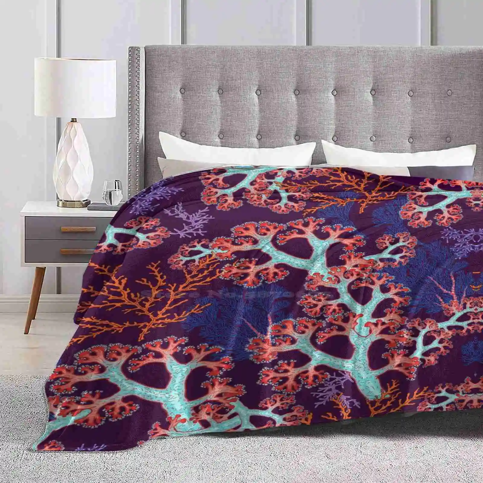 Coral Dream Creative Design Light Thin Soft Flanella Coperta Coral Ocean Underwater World Mystery Secret Dream Plankton Pattern