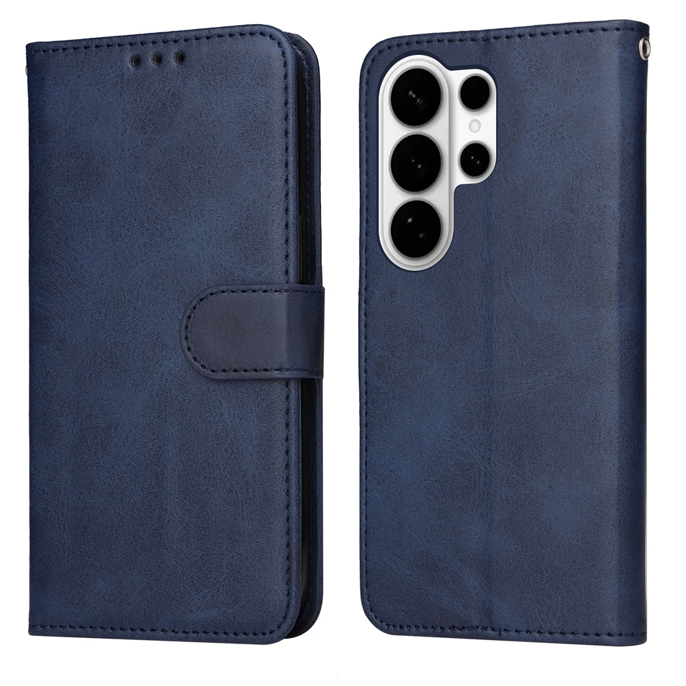 Premium Magnetic Leather Flip Wallet Case with Kickstand - Classic Business Design