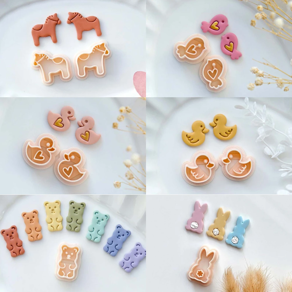 Polymer clay cutter rabbit/love duck/dala horse/love bird/gummy bear
