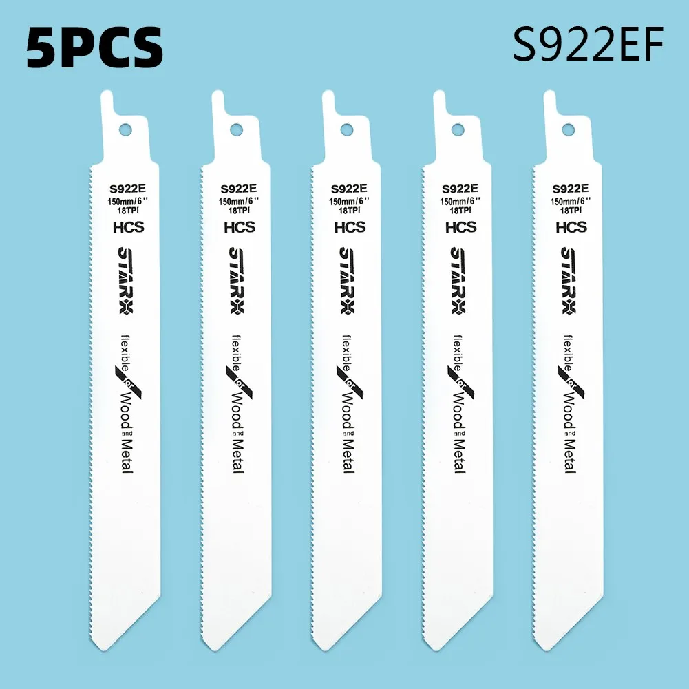 

5pcs 150mm S922EF Reciprocating Saw Blades Set High Carbon Steel Handsaw Multi Saw Blade For Wood Metal Plastic Pipe Cutting