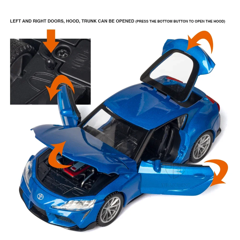 1:32 Toyota GR SUPRA Diecast Alloy Car Model High Simulation Metal Toy With Sound Light Pull Back For Kid Children Collection 6