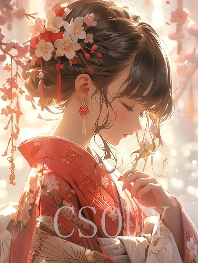 

Crystal Fairy Dust Full Square Drill Diamond Painting, Cross Stitch, Japan Girls Embroidery, Mosaic Needlework Rhinestone,5D