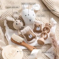 Baby drool Towel Toy Set Milestone Cards Accessories Photography Props Monthly Growth Commemoration Babies Photos Birth Gift Set 3