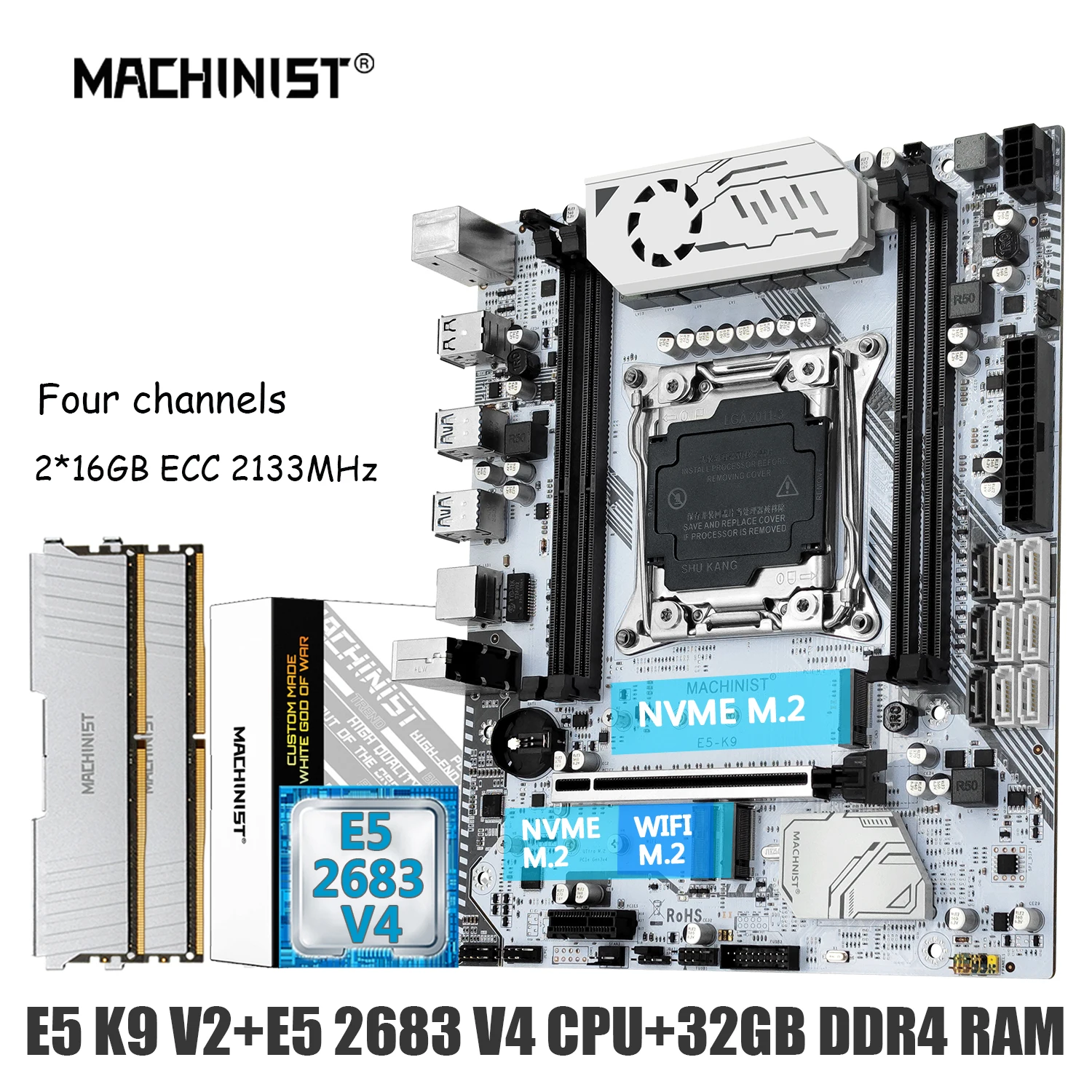MACHINIST K9 X99 Motherboard Combo Set LGA2011 3 Xeon E5 2683 V4 Kit