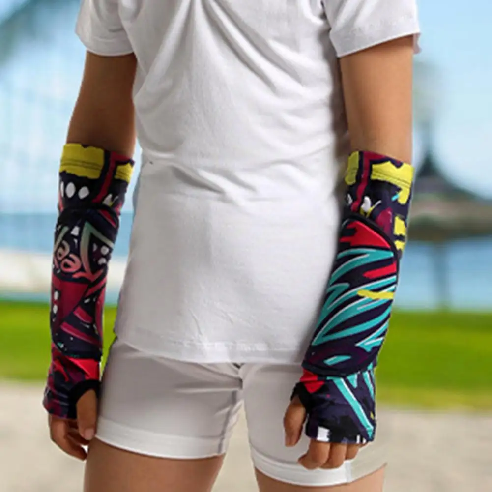 Manchons de bras de volley-ball pour enfants avec trou pour le pouce, protège-poignet de volley-ball doux et respirant, manche de compression, chauffe-bras de sport