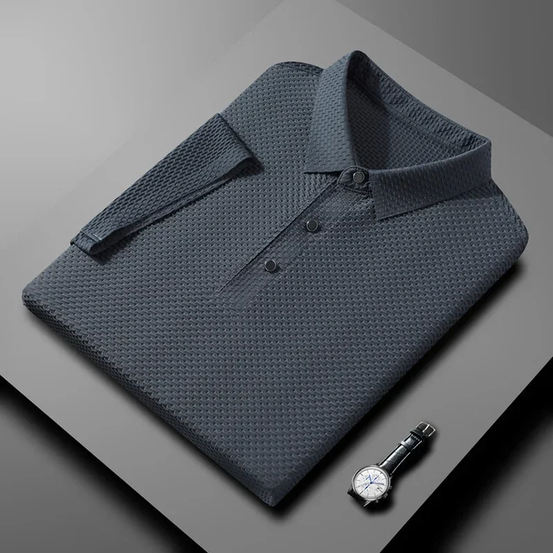 

Summer Tshirts for Men Tops 2023 Fashion Solid Color Jacquard Weave Men T Shirts Smart Casual Regular Fit T Shirt Homme