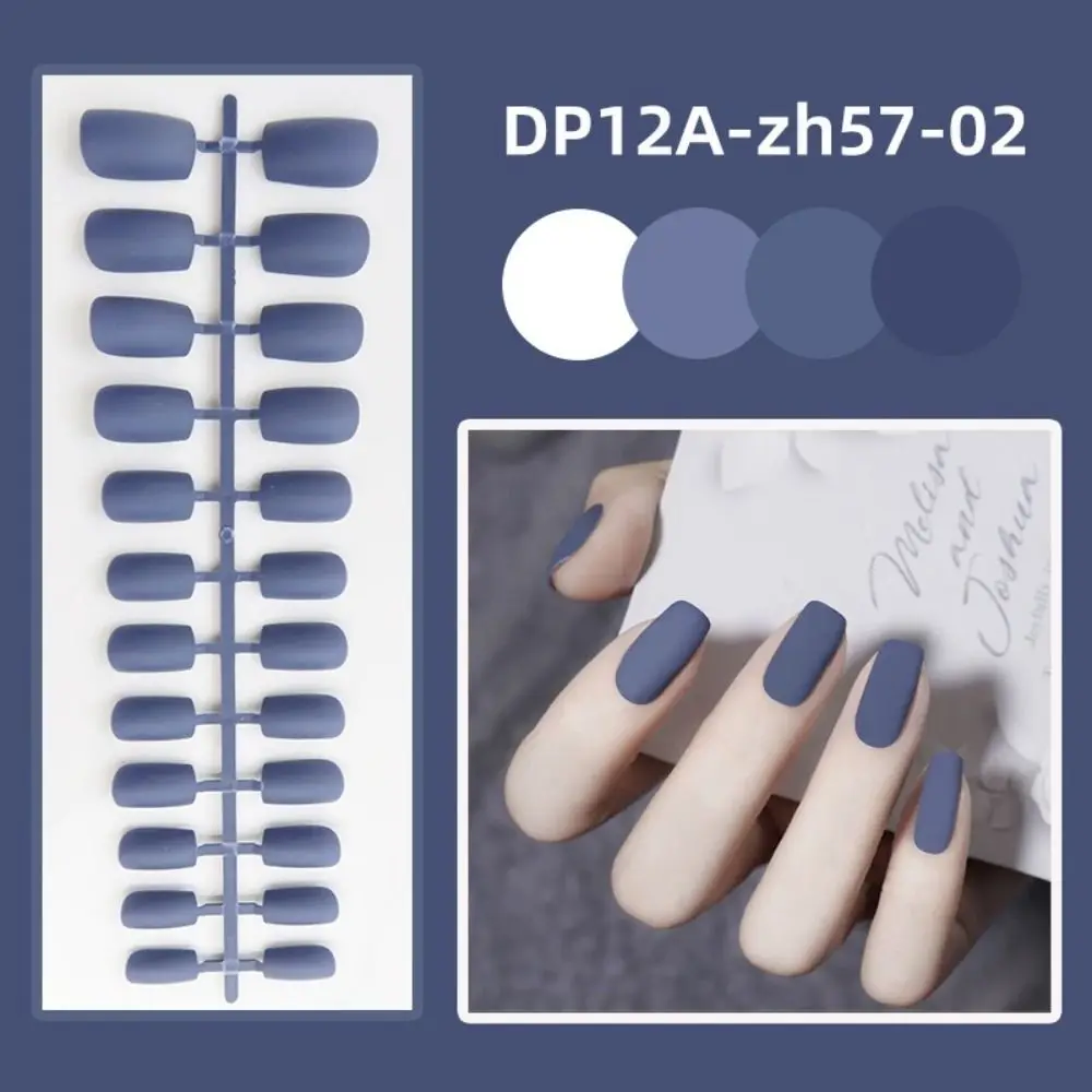 

24Pcs Solid Color Fake Nails Matte Medium Long False Nails Detachable Wearable Full Cover Manicure Press-on Nails For Women