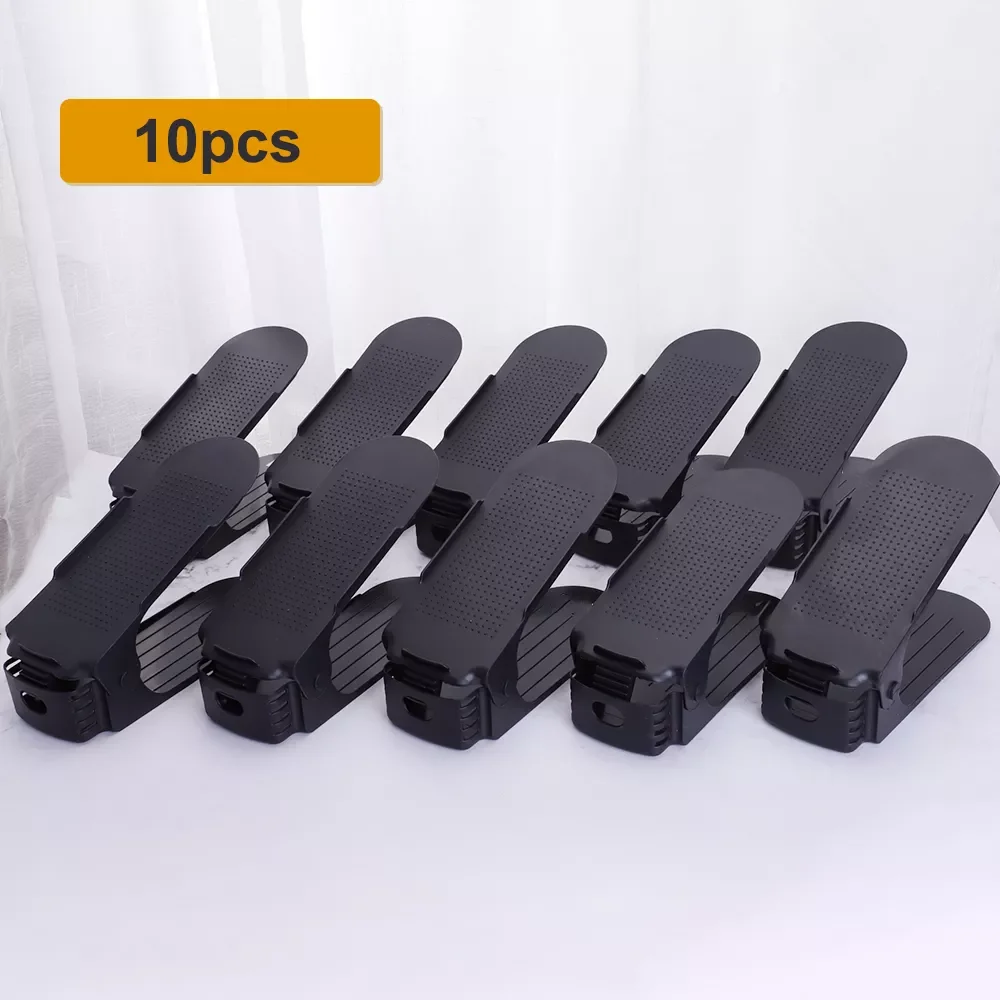 

10pcs Shoe Organizer Double Shoebox Rack Adjustable Space Saving Range Shoe Storage Shelf Slot Save Space Closet Range Shoes