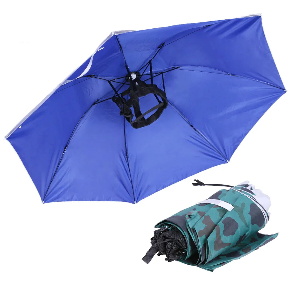 Tragbarer Regen Schirm Hut Tarnung Faltbarer Sonnen Schirm im Freien Wasser  T4B2