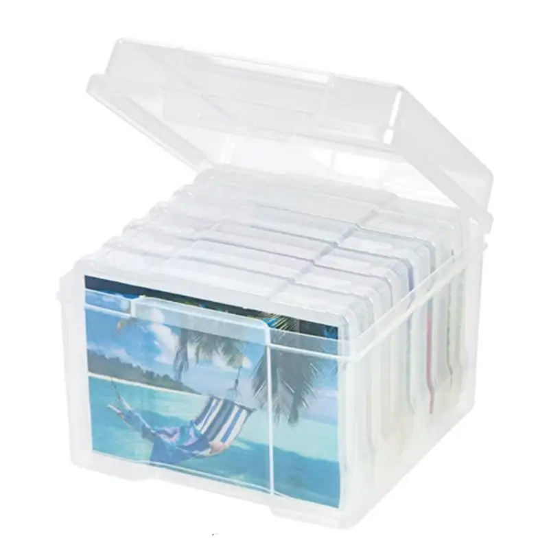 Photo Storage Box Clear Photo Boxes for Storage, Plastic Photo Organizer  for Seeds, Cards, Crafts, Stickers