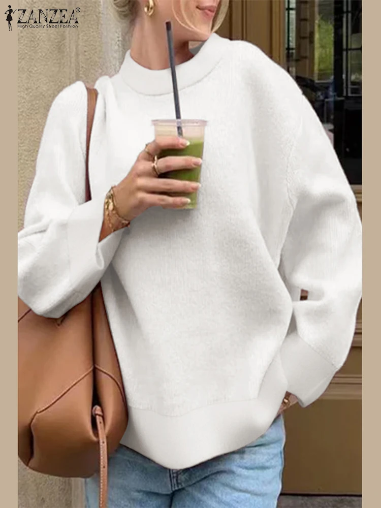 ZANZEA Women Solid Pullover Holiday Long Sleeve Loose Sweatshirts Fashion Autumn Fleece Hoodies 2025 Korean Casual Chic Outfits 2